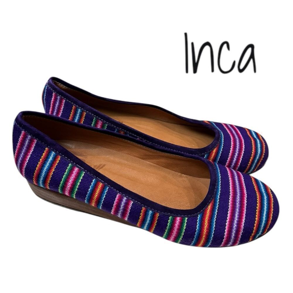 Fortress of Inca Peru Striped Fabric Slip-on Ballet Flats 8